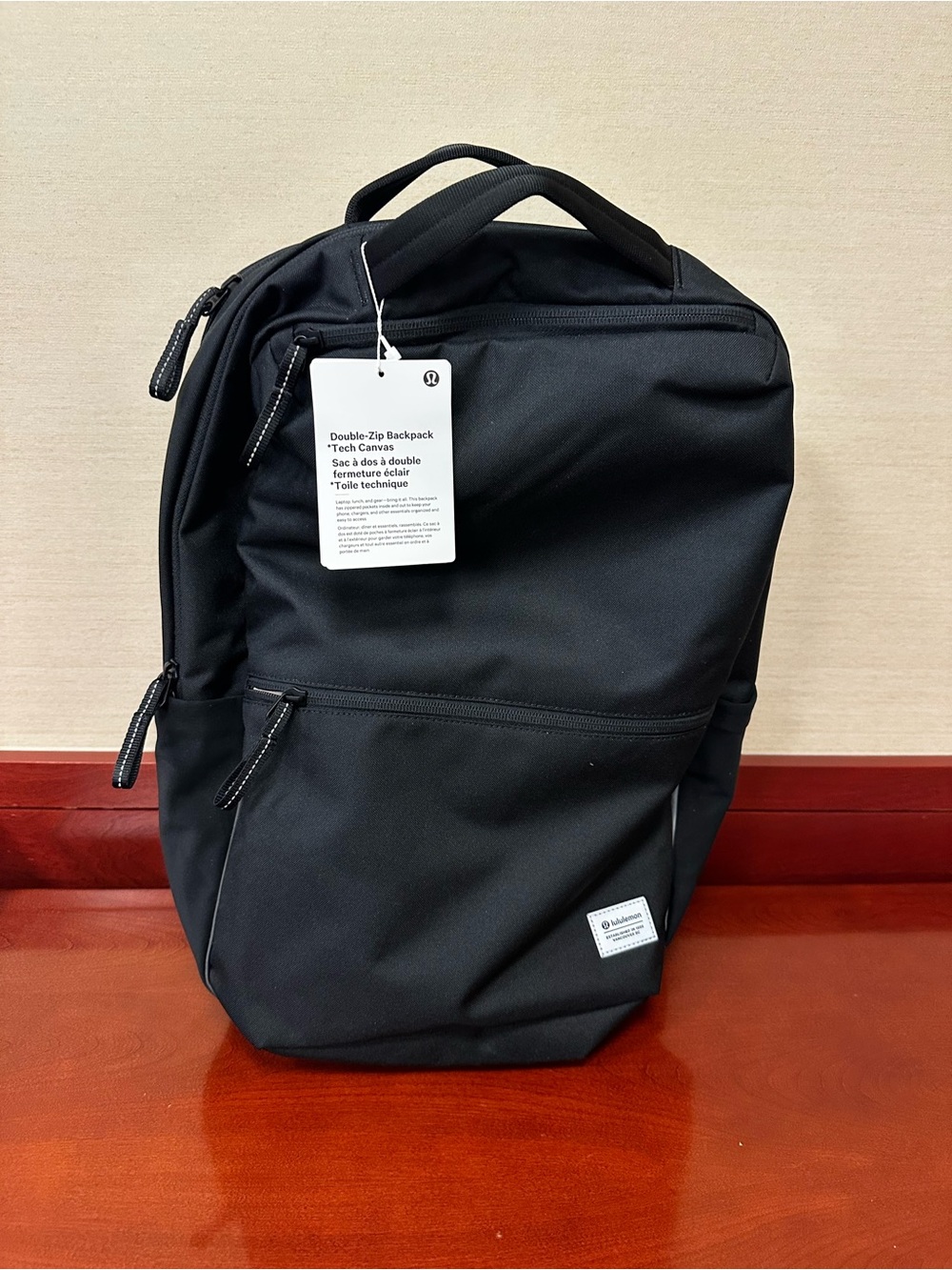 lululemon athletica Black Tech Canvas Double-Zip Backpack
